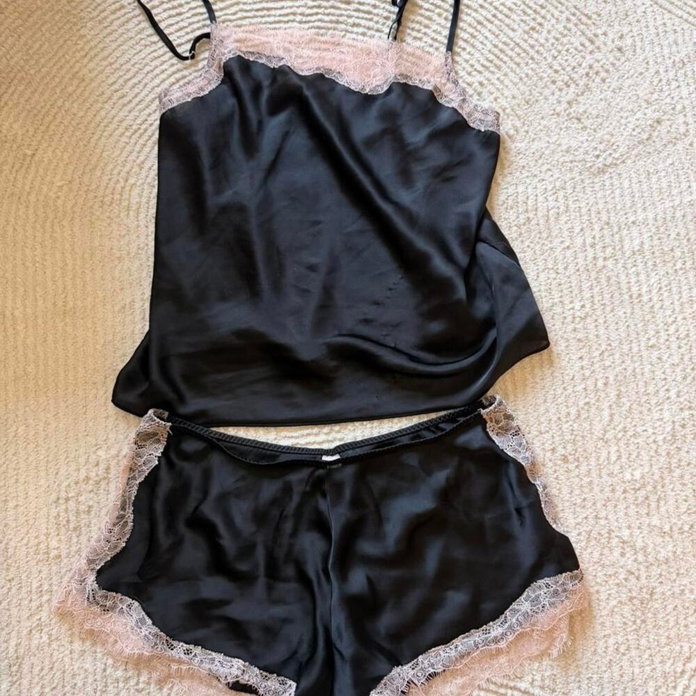 Victorias secret black lace pajama set